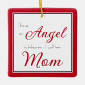 エンジェル天国ママ記念写真 セラミックオーナメント (正面)
