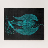 エンジェル失ったインラブ，ブラックとグリーンデザイン ジグソーパズル (横)