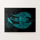 エンジェル失ったインラブ,ブラックとグリーンデザイン ジグソーパズル (横)