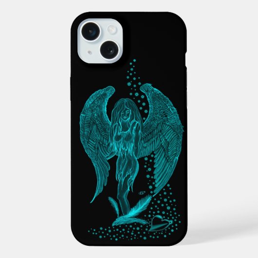 エンジェル失ったインラブ，ブラックとグリーンデザイン iPhoneケース (裏面)