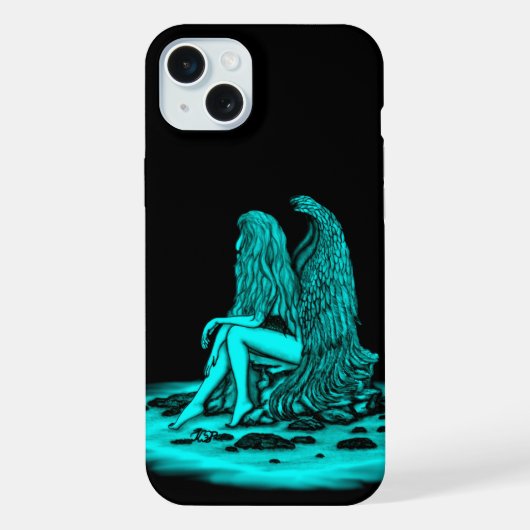 エンジェル失った、考えブラックとグリーンのデザイン iPhoneケース (裏面)