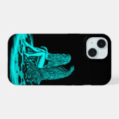 エンジェル失った、考えブラックとグリーンのデザイン iPhone 15ケース (裏面横)