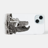 エンジェル失った、考えin、白黒デザイン iPhone 15ケース (裏面横)