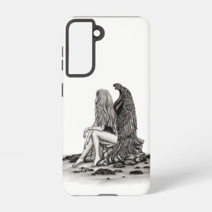 エンジェル失った、考えin、白黒デザイン samsung galaxy s21ケース