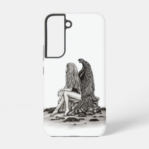 エンジェル失った、考えin、白黒デザイン samsung galaxy s22ケース