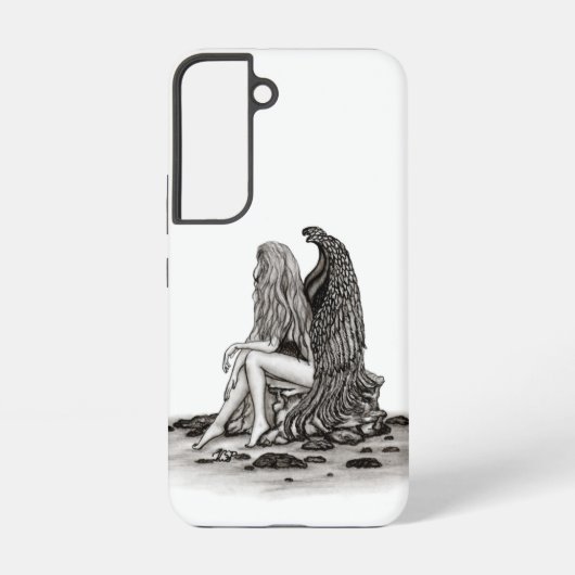 エンジェル失った、考えin、白黒デザイン samsung galaxyケース (裏面)