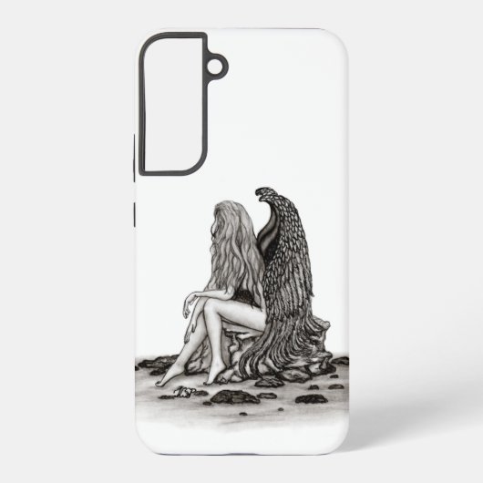 エンジェル失った、考えin、白黒デザイン samsung galaxyケース (裏面)