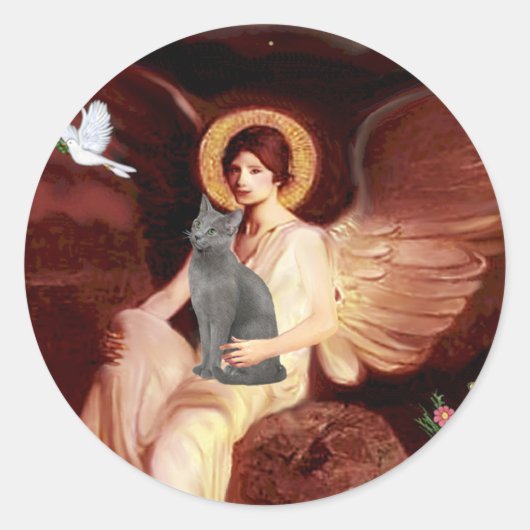 エンジェル座ロシアのり – Blue cat ラウンドシール (正面)