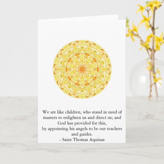 エンジェル引用文感動的サントトマスアキナス カード (黄色い花)
