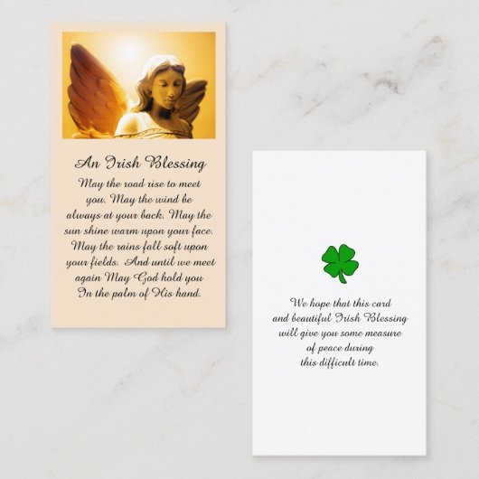 エンジェル悔やみや弔慰祈りの言葉カード 名刺 (正面/裏面)