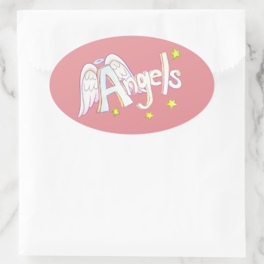 エンジェル感動的ズワードアートステッカーデカール 楕円形シール (バッグ)