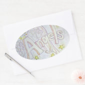 エンジェル感動的ズワードアートデカールシール 楕円形シール (封筒)