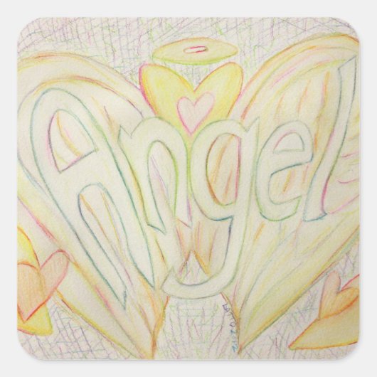 エンジェル感動的ワードアートデカールシール スクエアシール (正面)