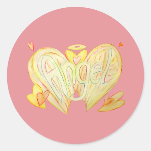エンジェル感動的ワードアートデカールシール ラウンドシール (正面)