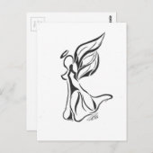 エンジェル抽象芸術スケッチブラックインクオンホワイトバック ポストカード (正面/裏面)