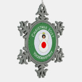 エンジェル日本のクリスマス国旗パーソナライズされた スノーフレークピューターオーナメント (左)