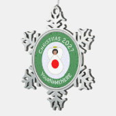 エンジェル日本のクリスマス国旗パーソナライズされた スノーフレークピューターオーナメント (右)