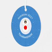 エンジェル日本の・ハヌカーパーソナライズされた国旗 メタルオーナメント (正面左)