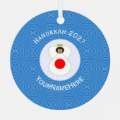 エンジェル日本の・ハヌカーパーソナライズされた国旗 メタルオーナメント (裏面)