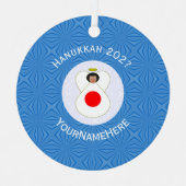 エンジェル日本の・ハヌカーパーソナライズされた国旗 メタルオーナメント (正面)