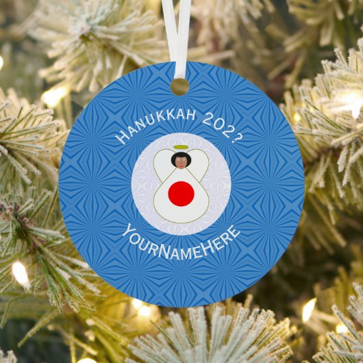 エンジェル日本の・ハヌカーパーソナライズされた国旗 メタルオーナメント (インサイチュ)