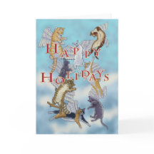 エンジェル猫の群れハッピーホリデークリスマスカード