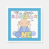 エンジェル男の赤ちゃん1st誕生日紙ナプキンス スタンダードカクテルナプキン (正面)