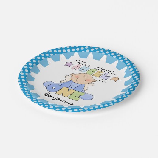 エンジェル男の赤ちゃん1st誕生日紙プレート ペーパープレート (アングル)