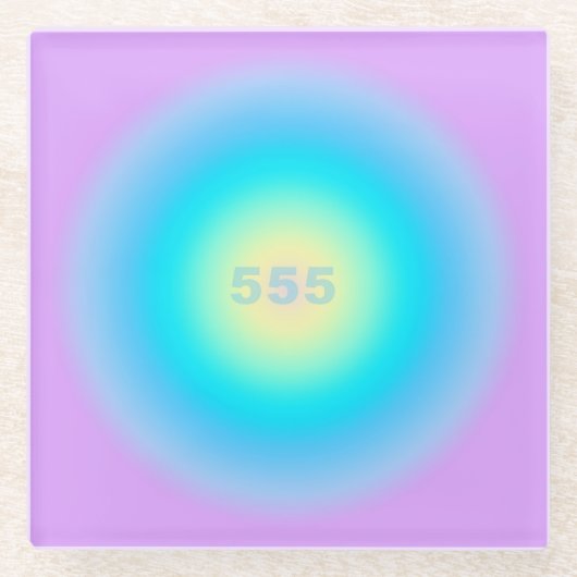エンジェル番号555 – 新しい始まり ガラスコースター (正面)