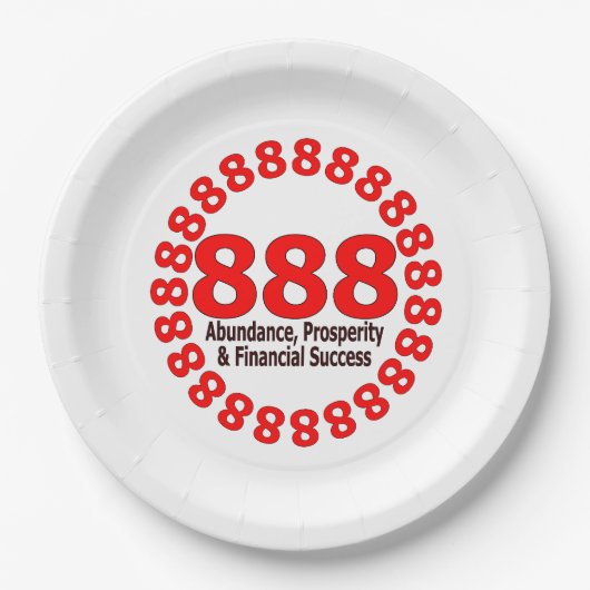 エンジェル番号888 – 豊富さと運 ペーパープレート (正面)