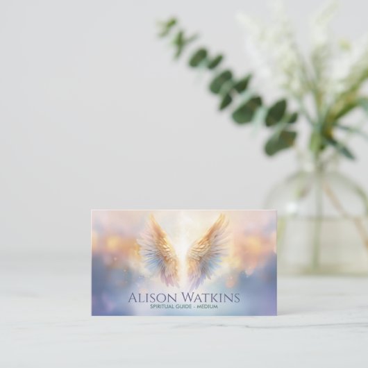 エンジェル白熱［赤熱］光を放つウイング 名刺 (スタンド正面)