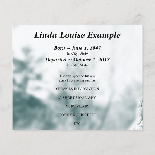 エンジェル祈りの言葉メモリアルカード (裏面)