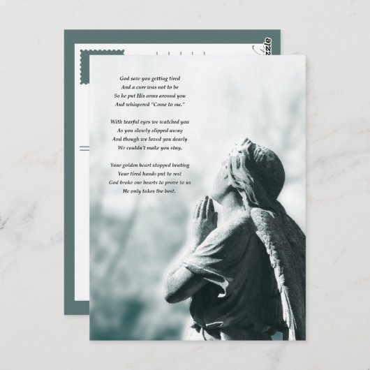 エンジェル祈りの言葉悔やみや弔慰カード ポストカード (正面/裏面)