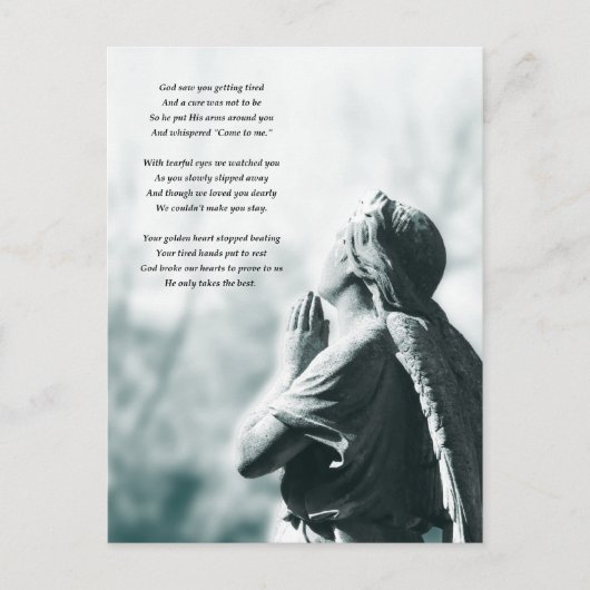 エンジェル祈りの言葉悔やみや弔慰カード ポストカード (正面)