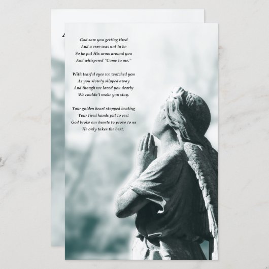 エンジェル祈りの言葉葬儀サービスのお知らせ (正面/裏面)