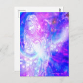 エンジェル祈ハートの美しい紫色の水色 ポストカード (正面/裏面)