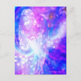 エンジェル祈ハートの美しい紫色の水色 ポストカード