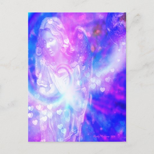 エンジェル祈ハートの美しい紫色の水色 ポストカード (正面)