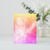 エンジェル祈ハートズピンクビューティフルウォーターカラーアート ポストカード (スタンド正面)