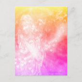 エンジェル祈ハートズピンクビューティフルウォーターカラーアート ポストカード (正面)