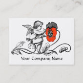 エンジェル絵を描の赤い花の白黒 名刺 (裏面)