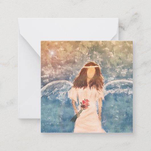 エンジェル絵を描ズのミニノテカード2.5インチ ノートカード (正面)