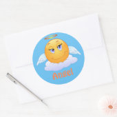 エンジェル絵文字マンガ顔 ラウンドシール (封筒)