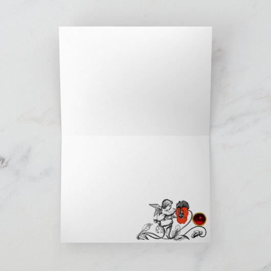 エンジェル絵画は青い白黒の赤い花だ シーズンカード (内部)