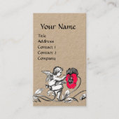 エンジェル絵画ズのピンクの花、モノグラムクラフト紙 名刺 (正面)