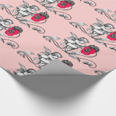 エンジェル絵画ズピンクの花バレンタインデー ラッピングペーパー (角)