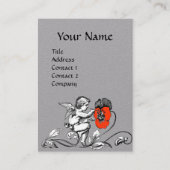 エンジェル絵画ズ赤い花モノグラムホワイトグレー 名刺 (正面)