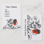 エンジェル絵画ズ赤い花モノグラムホワイトパール 名刺 (正面/裏面)