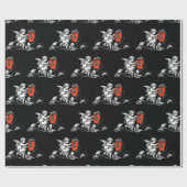 エンジェル絵画ズ赤い花白黒クリスマス ラッピングペーパー (フラット)