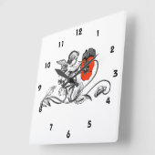 エンジェル絵画ズ・ア・レッド・フラワー スクエア壁時計 (傾斜)